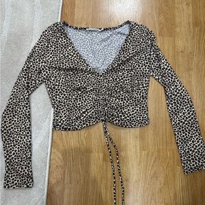Lush brand cheetah print long sleeve crop top